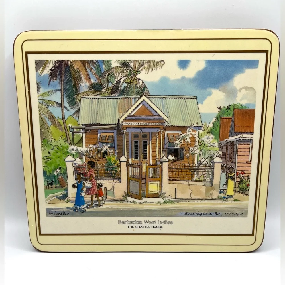 Vintage Set of 4 Pimpernel England Cork Placemats Barbados The Chattel House